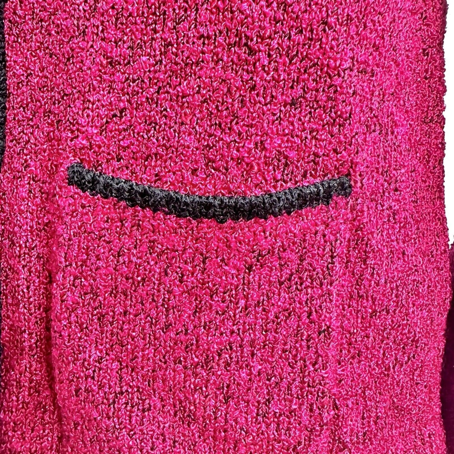 South Cotton Sweater Women's M Red Black Trim Long Sleeve Button Up EUC