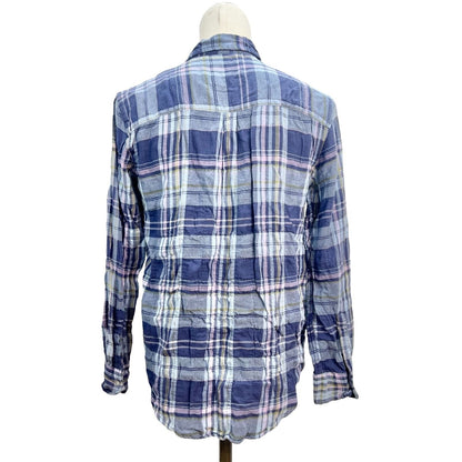 Aerie Flannel Shirt Womens Small Long Sleeves Blues Pink Green