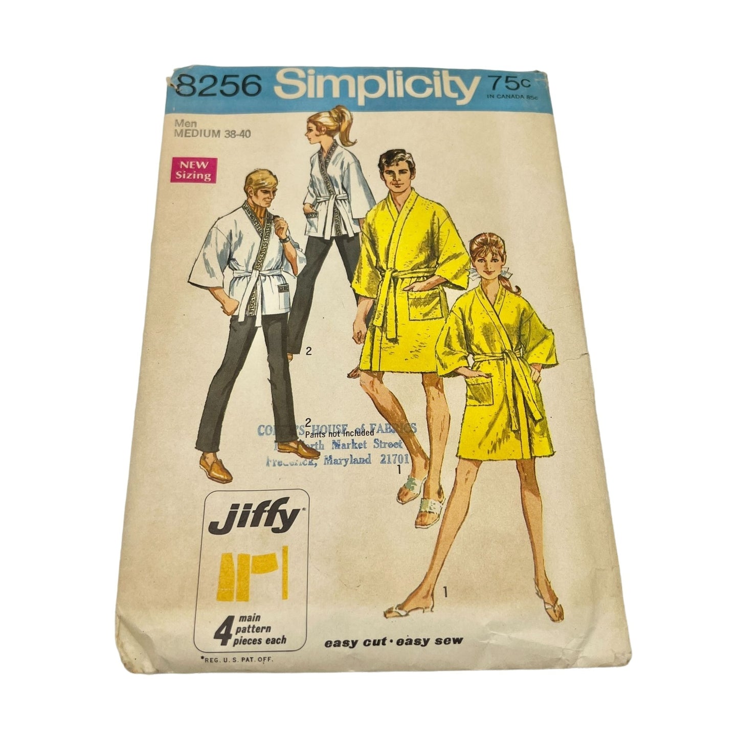 Simplicity Jiffy Pattern 8256 Mens Robe Medium 38-40 Pattern has been cut