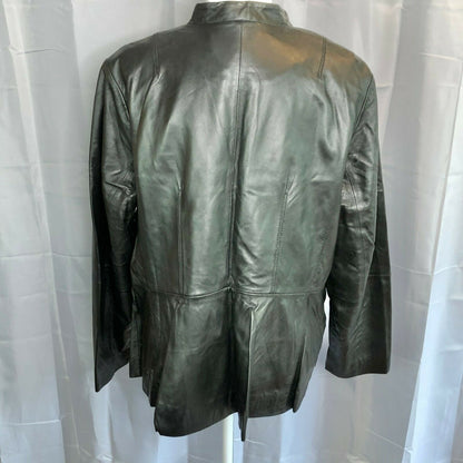 Jessica London 20W Black Leather Blazer Classic Stylish Women NWT
