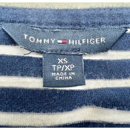 Tommy Hilfiger 3/4 Sleeve Top Womens XS Blue White Stripe