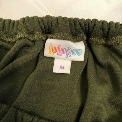 LuLaRoe Cici Women's Medium Dress Olive Green Ruffles Shimmery NWT retired