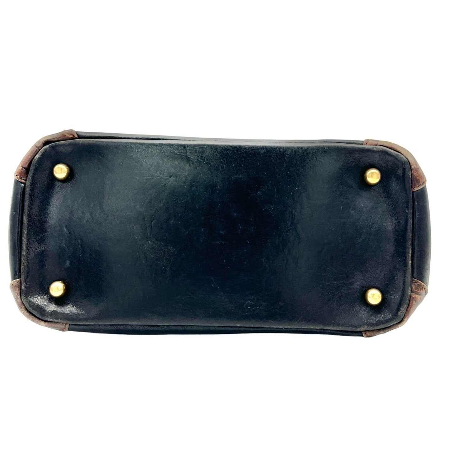 Vintage Brahmin Satchel Purse 10 x 7 x 5 Black Brown Leather Zip Closure