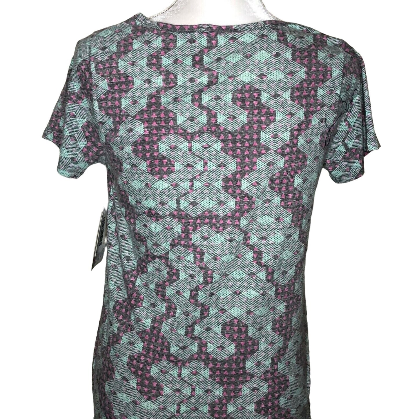 LuLaRoe Classic T Women's Top XS Gray Pink Light Green Geometric NWT