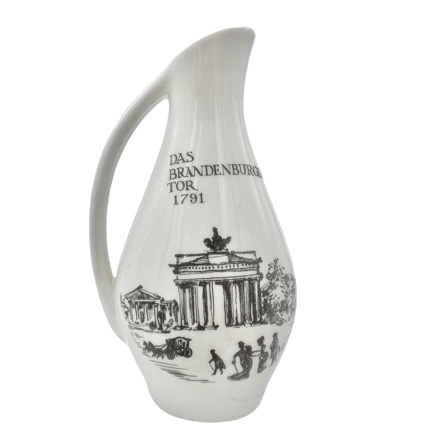 Unterweissbach GDR Porcelain Pitcher With Brandenburger Tor & Berolinum Design