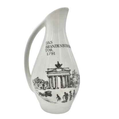 Unterweissbach GDR Porcelain Pitcher With Brandenburger Tor & Berolinum Design