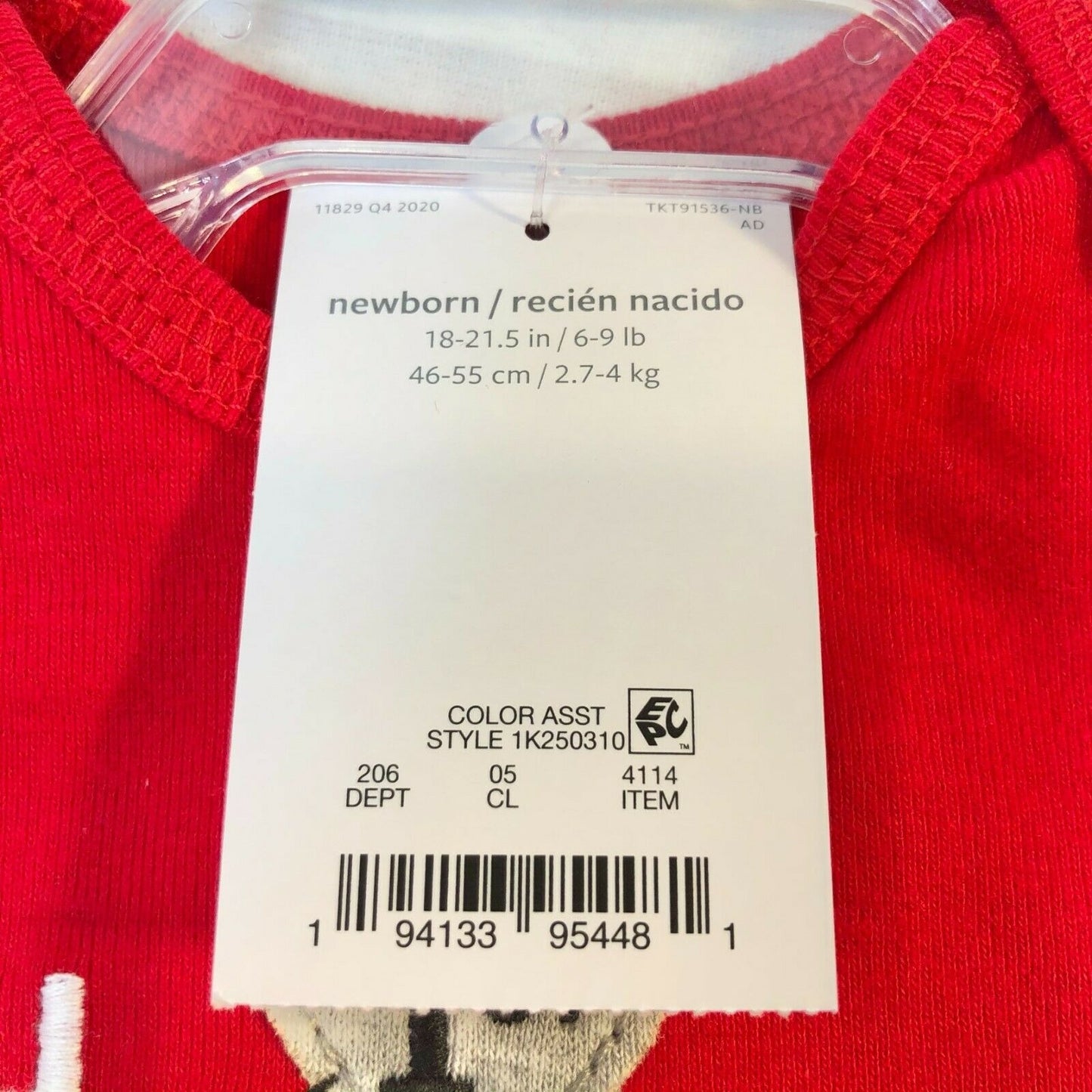 Carters Red Newborn Bodysuit My 1st Valentine's Day Snaps Long Sleeves NWT