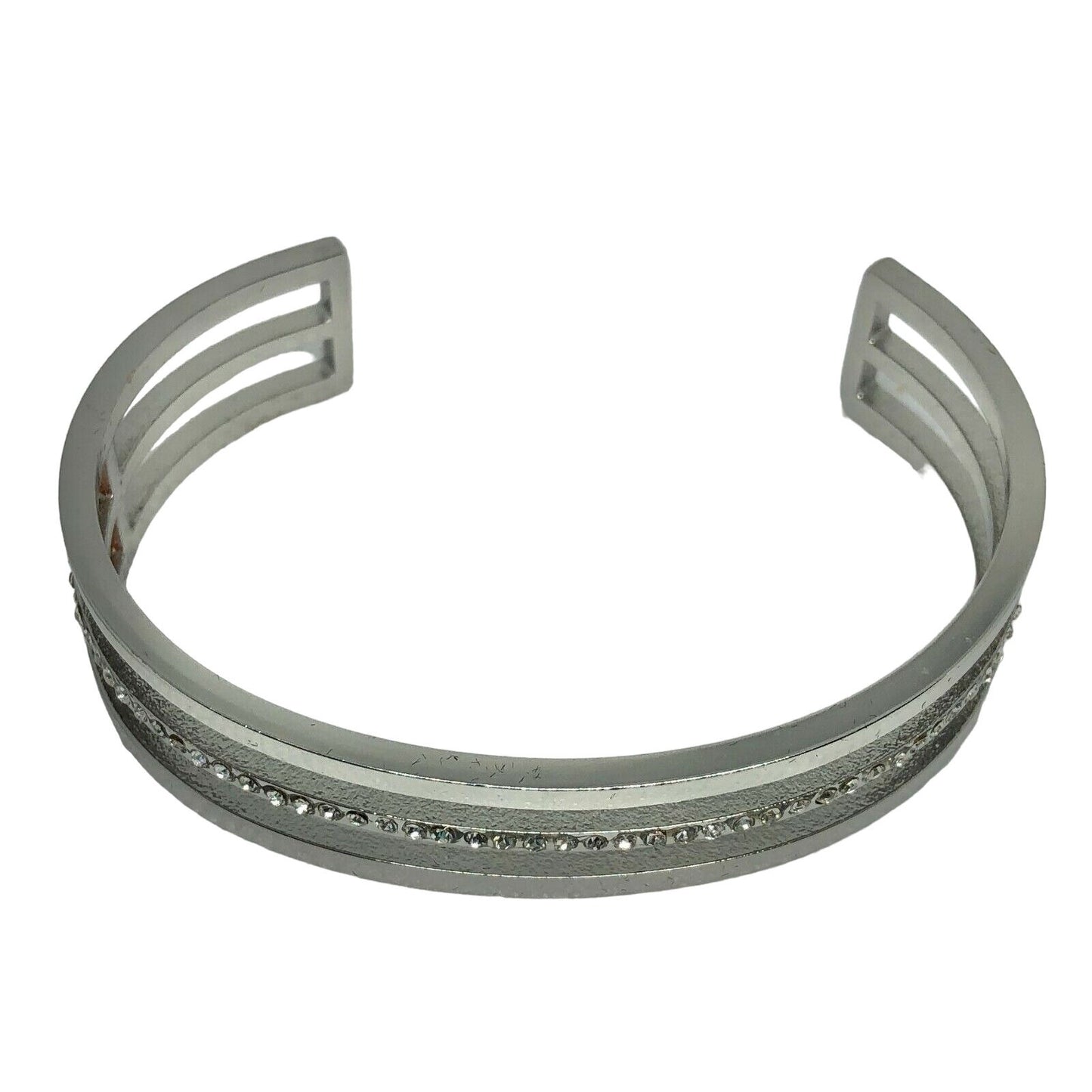 Silvertone Simulated Diamond Cuff Bracelet Women Girls Dressy