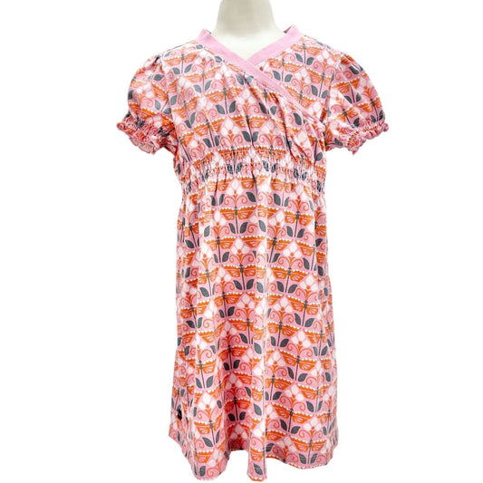 Tea Child's Dress Size 6 Pink Orange Short Sleeve Pullover Dress