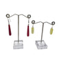 2 Sets Vintage Earrings Pierced Women's Dangle Red Yellow