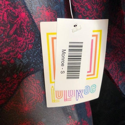 LuLaRoe Retired Monroe Women's S Kimono Blue Burgundy NWT