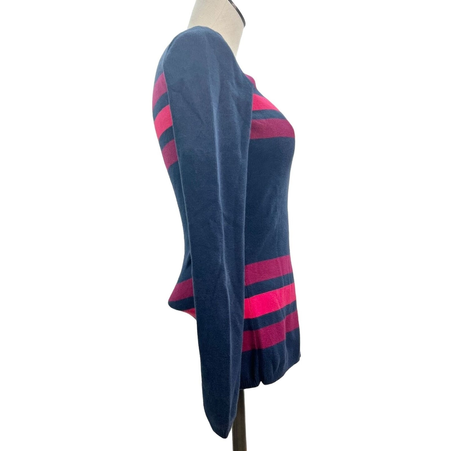 Tommy Hilfiger Pullover Sweater Small Blue Reds Stripe Long Sleeves