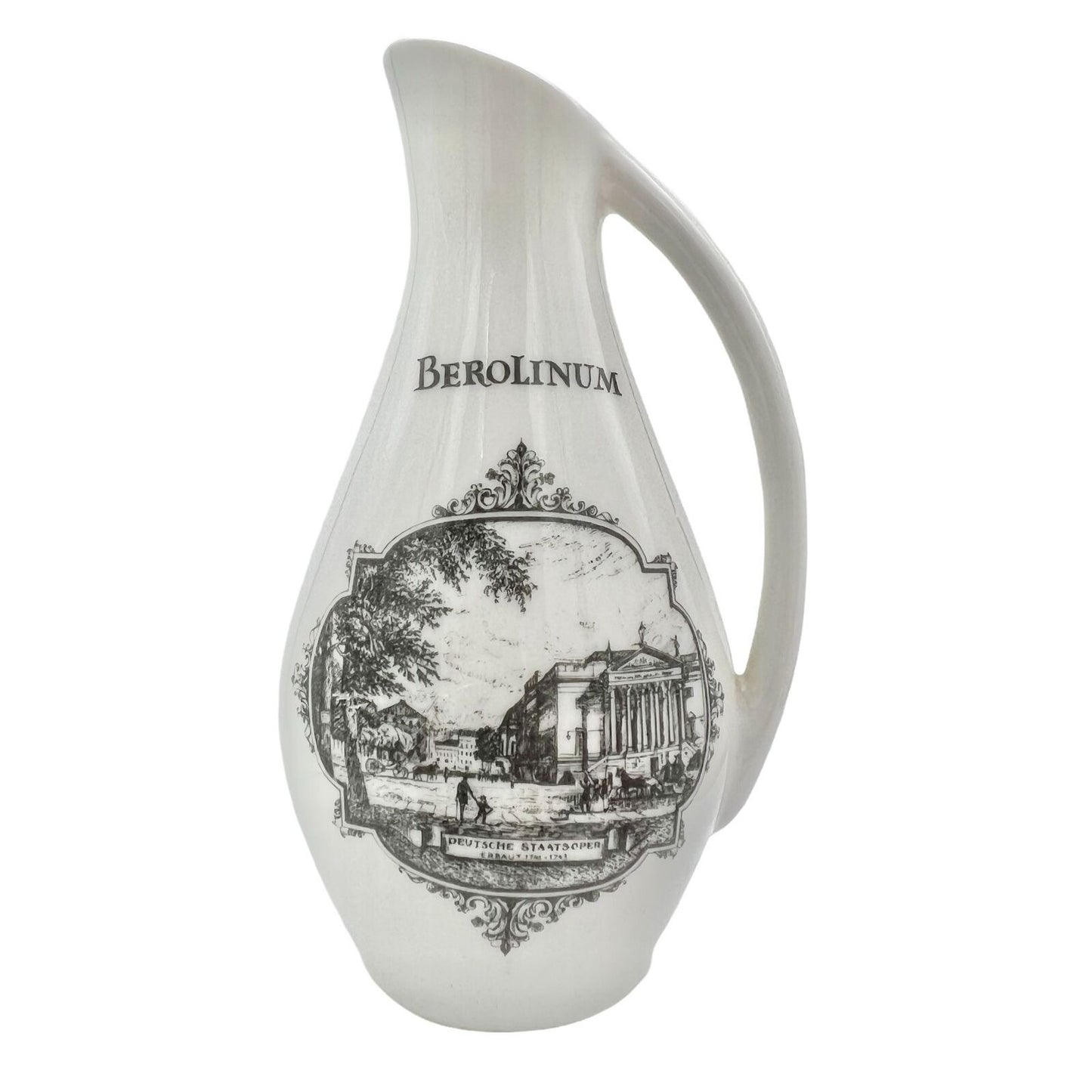 Unterweissbach GDR Porcelain Pitcher With Brandenburger Tor & Berolinum Design