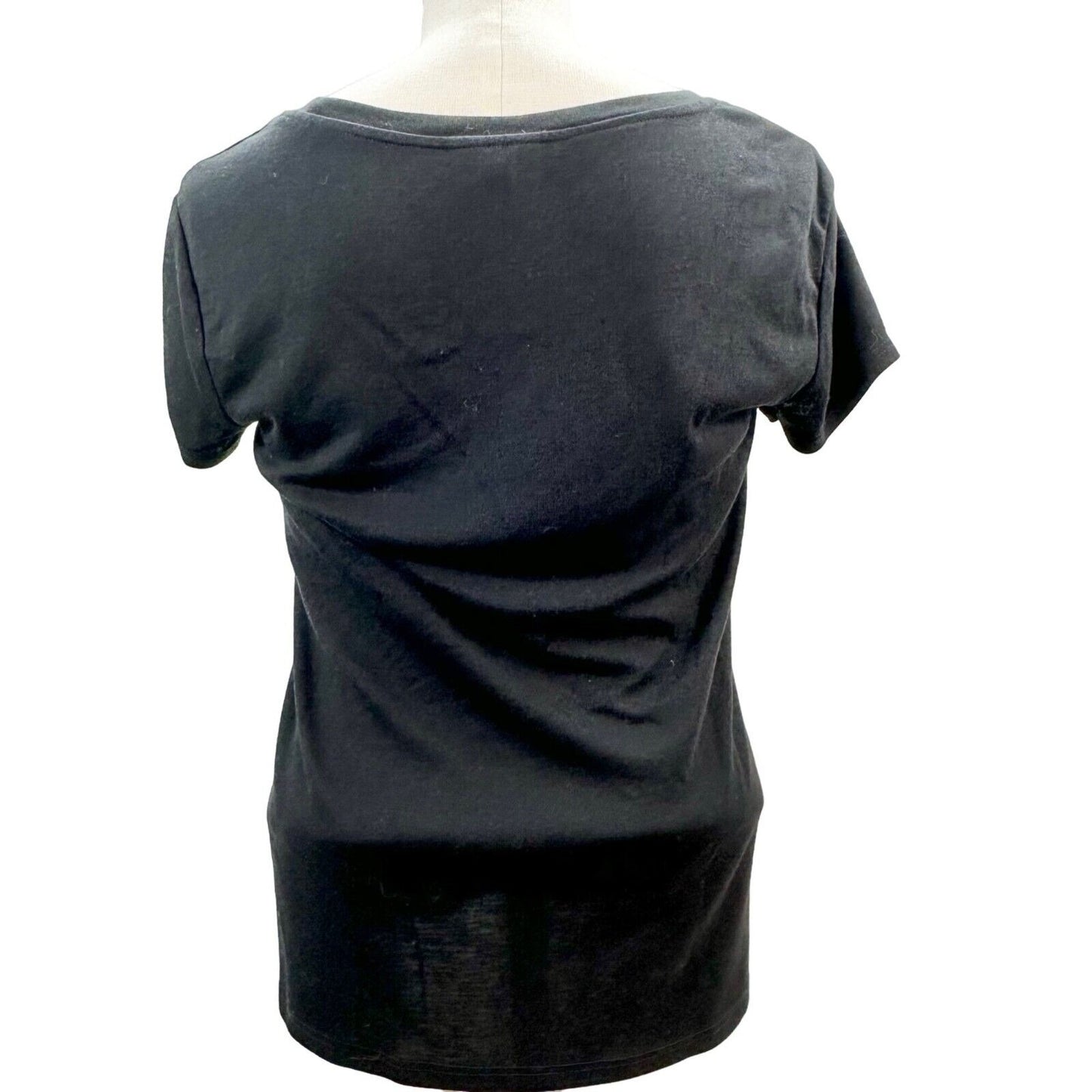 TopShop T-shirt Women's 4 Black Short Sleeve Scoop Neck Length 24