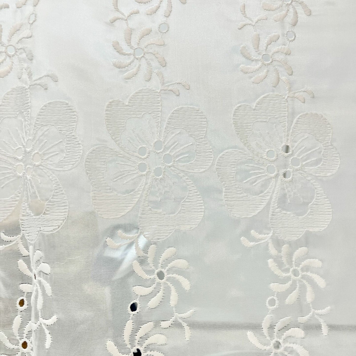 Vintage JCPenney Set of 2 Sheer White Embroidered 104x60 Curtain Panels