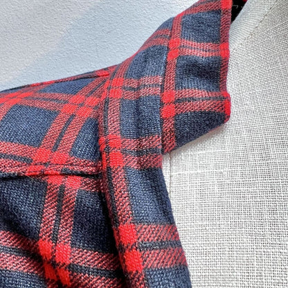 Suzanne Betro Tunic Top 3X Red Navy Plaid V-Neck Tie-Front NWT