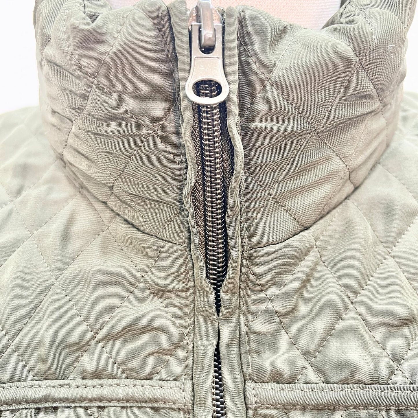 Classic Elements Women's Small Olive Quilted Jacket Fleece Lined Cinch Waist