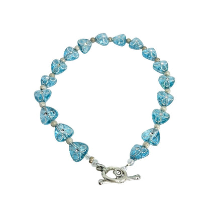 Handcrafted Bracelet Pale Blue Sparkly Beads Surprise Fresh NEW
