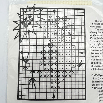 Vintage 1989 Designs by Gloria & Pat Mini Owl Beginner Cross Stitch Kit