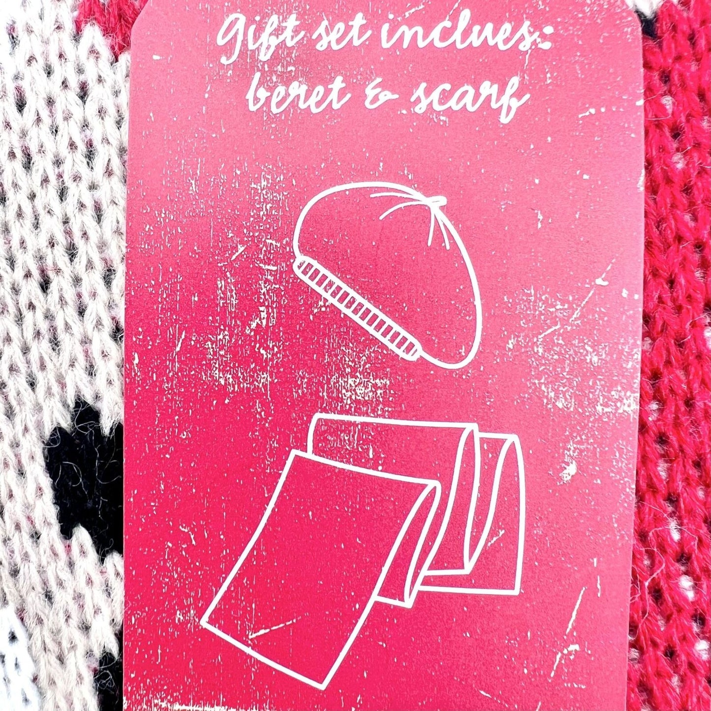 Charter Club 2-Piece Gift Set Scarf Hat One Size Red Owl Snowflakes NEW