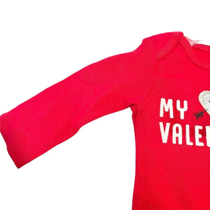 Carters Red Newborn Bodysuit My 1st Valentine's Day Snaps Long Sleeves NWT