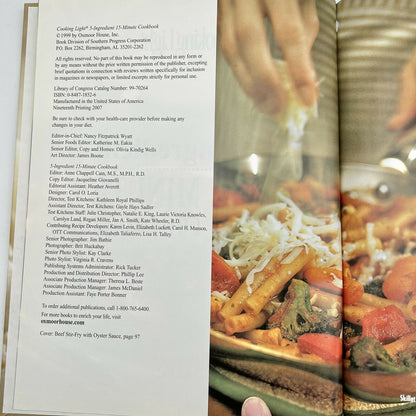 Cooking Light 5 Ingredient 15 Minute Cookbook Hardcover