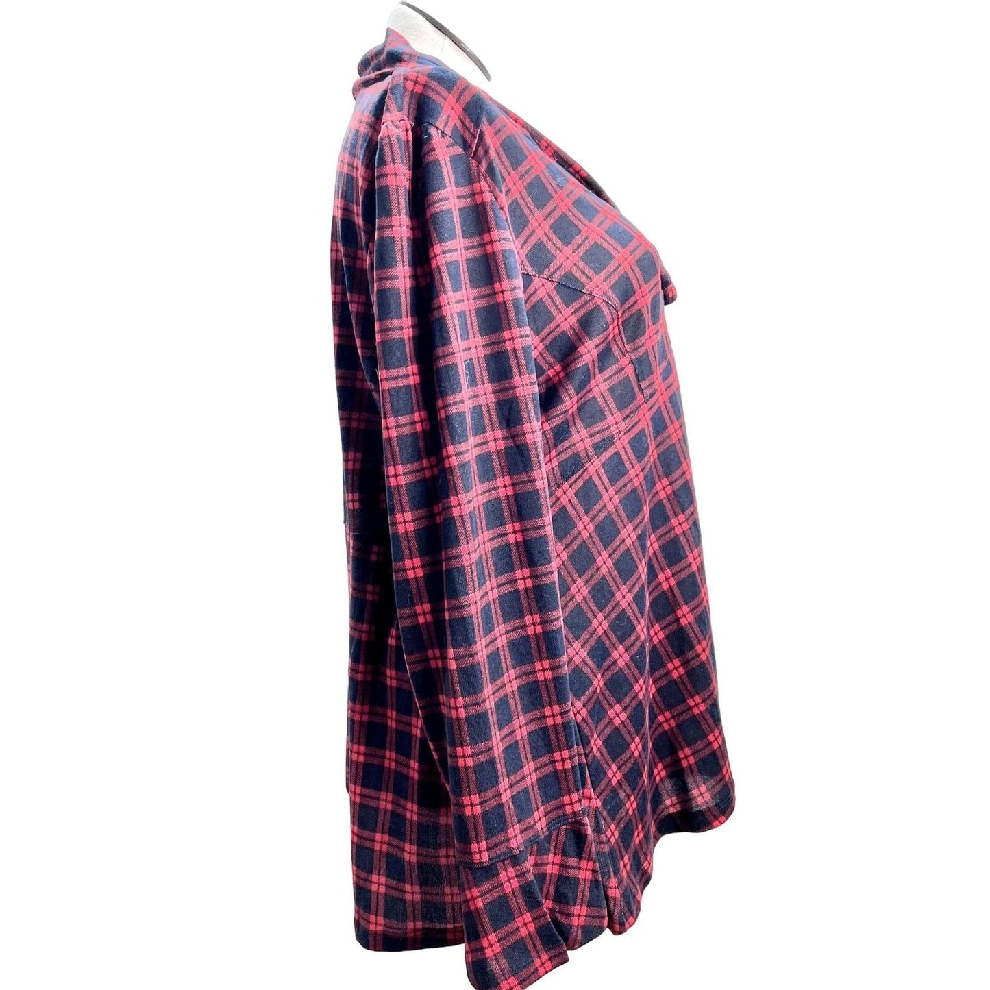 Suzanne Betro Tunic Top 3X Red Navy Plaid V-Neck Tie-Front NWT