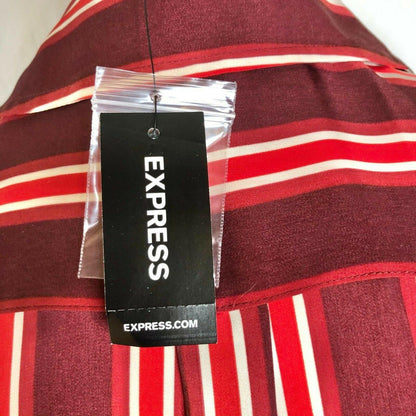 Express Striped Boyfriend Shirt Dress Small Maroon Red White Versatile NWT