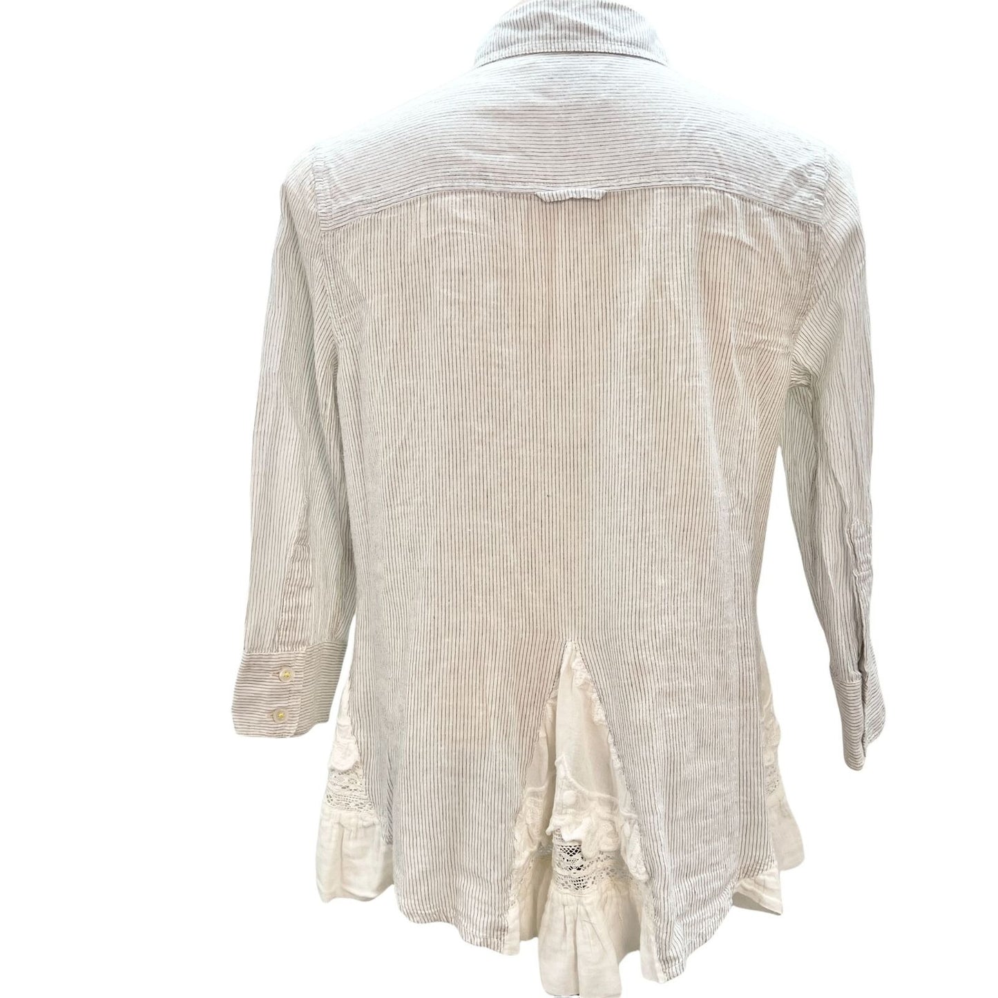 Holding Horses Womens Size 4 Pinstripe 3 qtr Sleeve Button Up Top