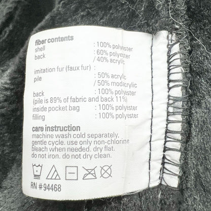 Esprit Women's Small Black Suede Zip Up Jacket Fur Lining Hood Cuffs