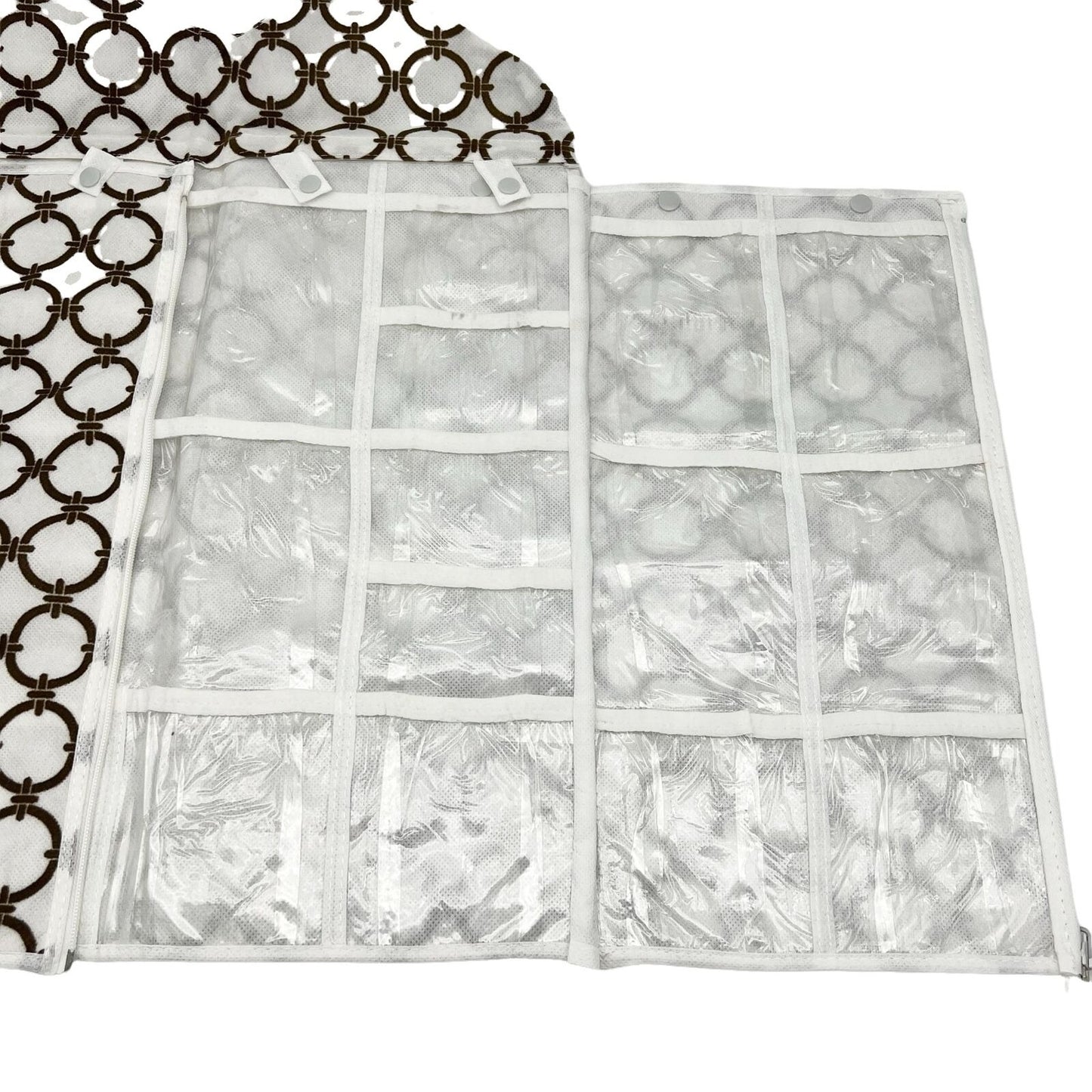 Joy Mangano Hanging Organizer White Brown Design Multiple Pockets New