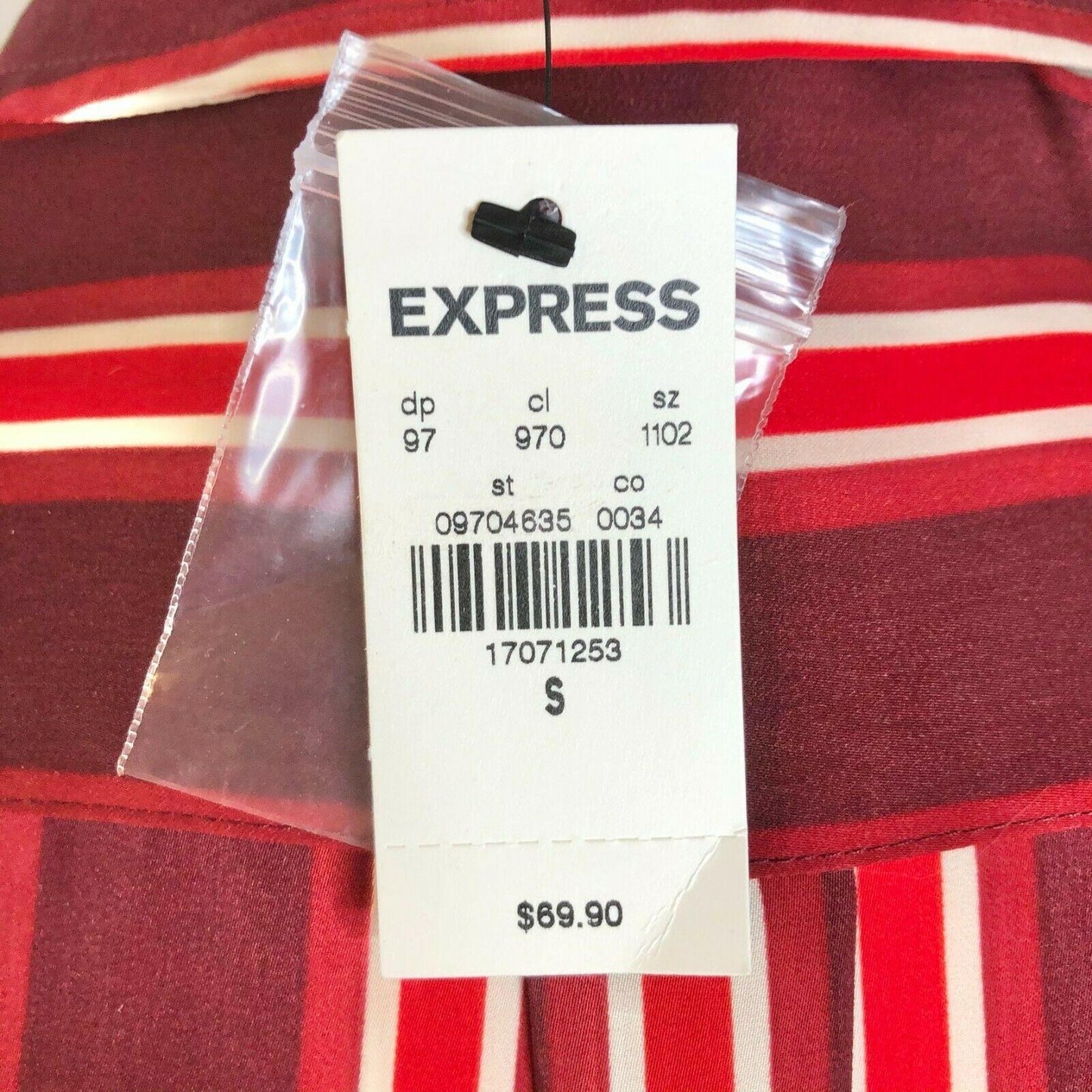 Express Striped Boyfriend Shirt Dress Small Maroon Red White Versatile NWT