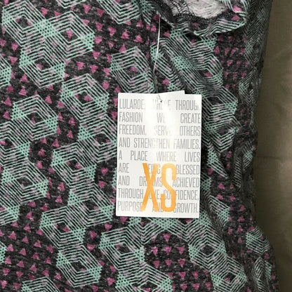 LuLaRoe Classic T Women's Top XS Gray Pink Light Green Geometric NWT