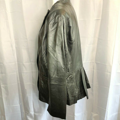 Jessica London 20W Black Leather Blazer Classic Stylish Women NWT
