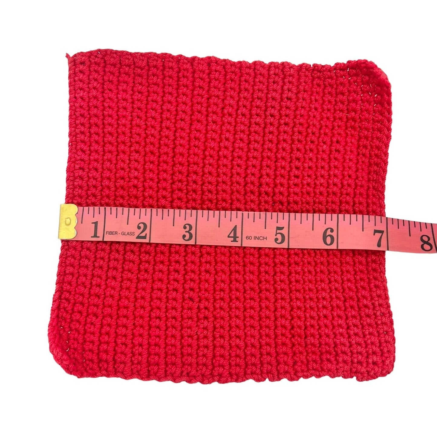 Crocheted Trivet and 2 Pot Holders Red with Green White Trim Christmas