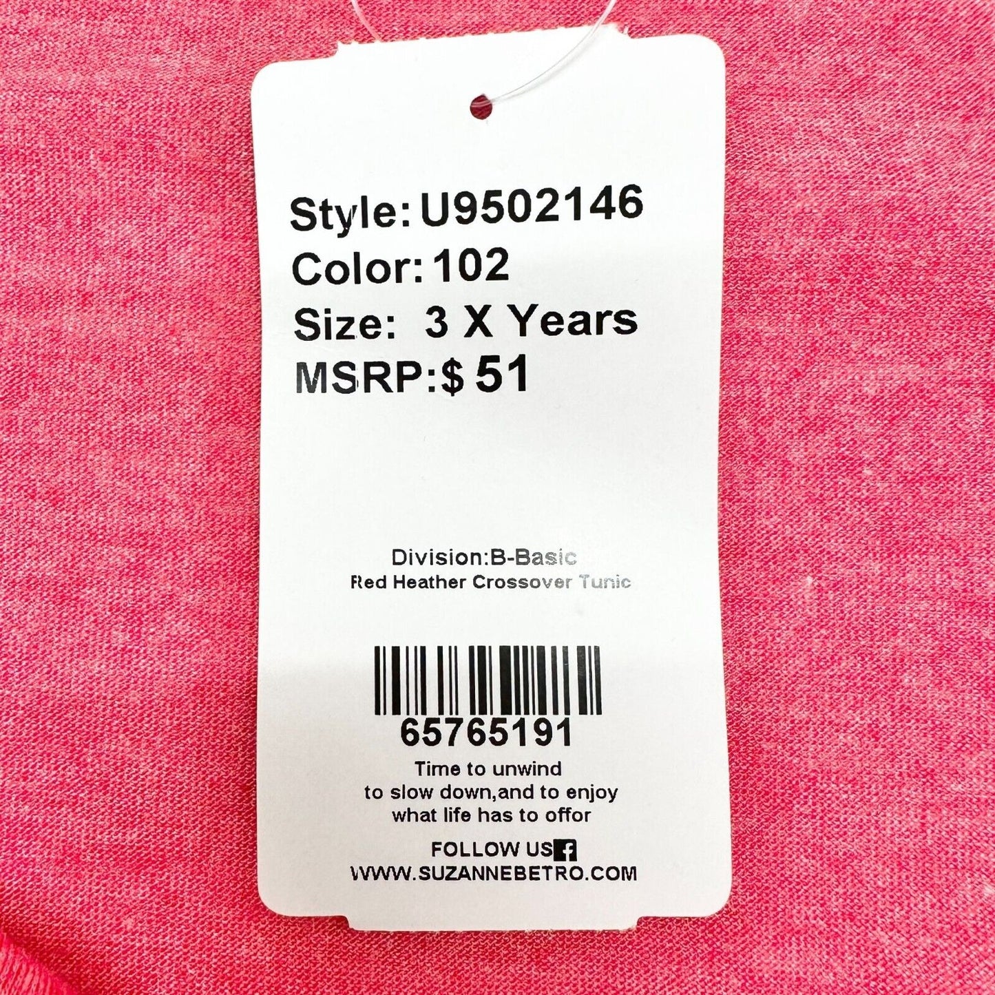 Simple Suzanne Betro Women's Top 3X Heather Red Crossover Tunic Short Sleeve NWT
