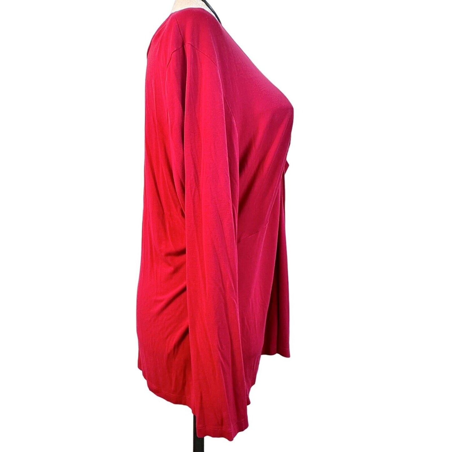 Lane Bryant Top 26/28 Red Vneck Long Sleeve 26.5 inch long EUC