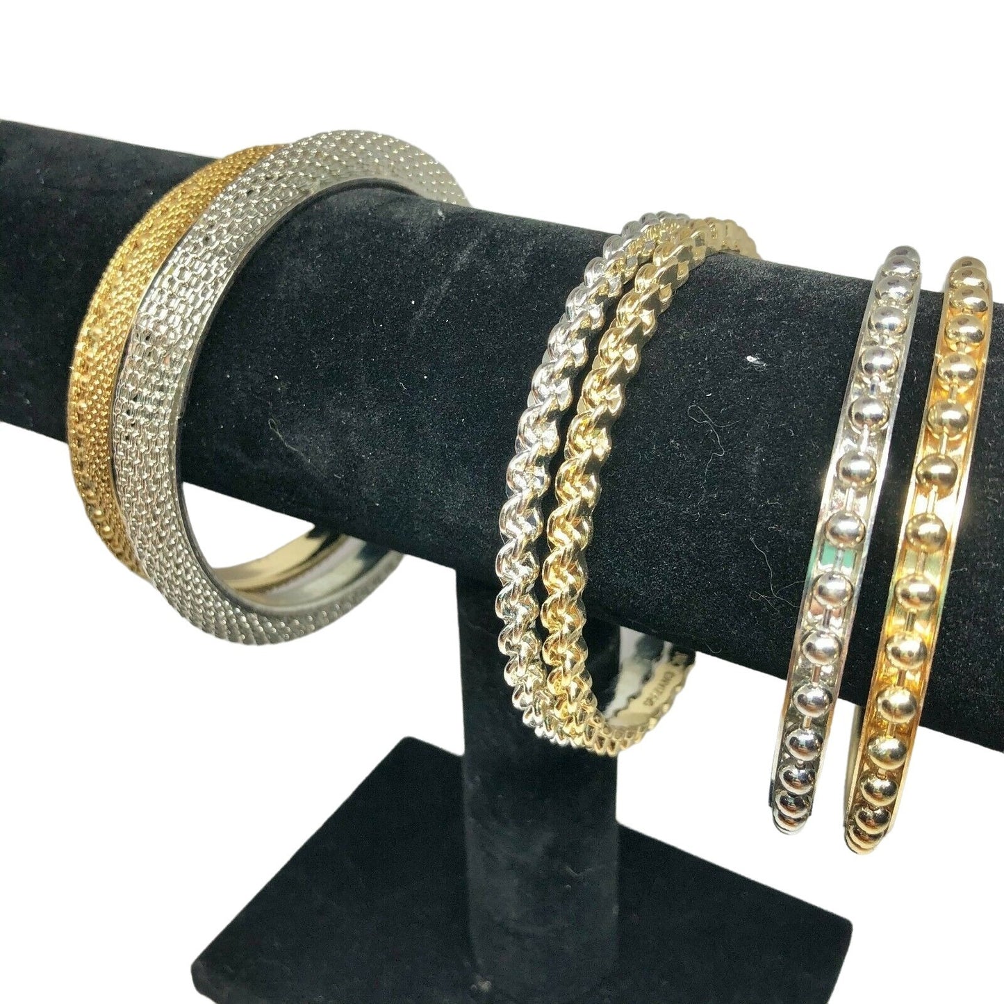 3 Pairs Silver & Gold Bangles (6 bracelets) Women Girls Dressy Casual