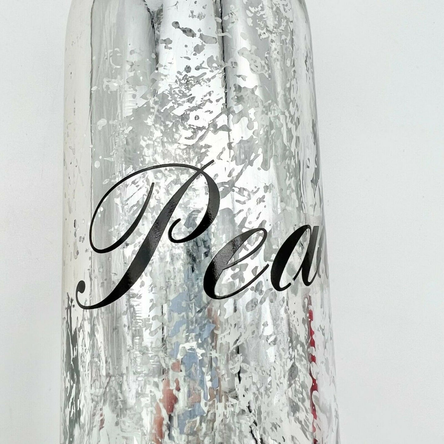 Upcycled Painted Peace Wine Bottle 12in Decor Silver
