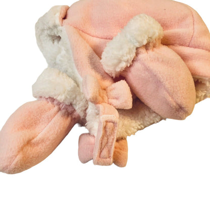 The Childrens Place 0-6M Winter Trappers Hat & Mittens Set Pink Microfleece Soft NWT