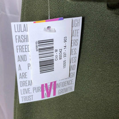 LuLaRoe Cici Women's Medium Dress Olive Green Ruffles Shimmery NWT retired