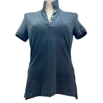 Tommy Hilfiger Polo-Style Top Womens Small Black Short Sleeves