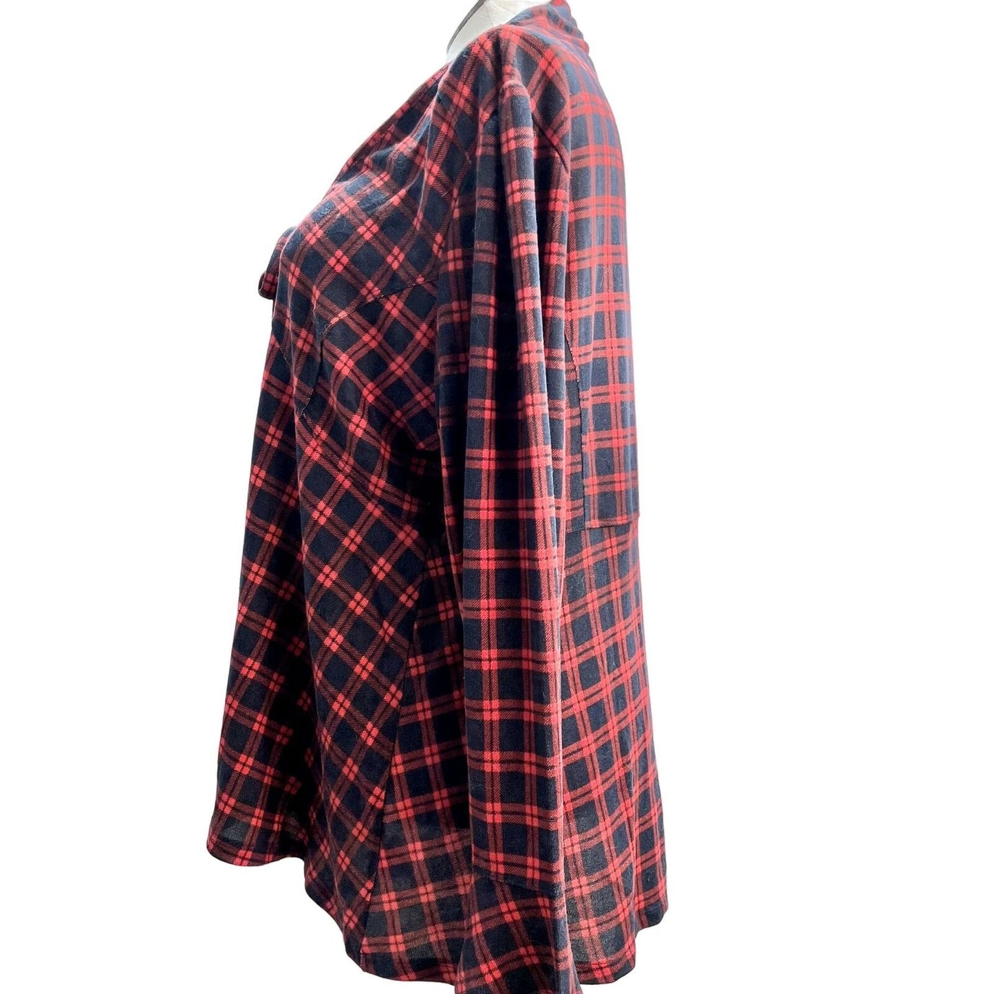 Suzanne Betro Tunic Top 3X Red Navy Plaid V-Neck Tie-Front NWT