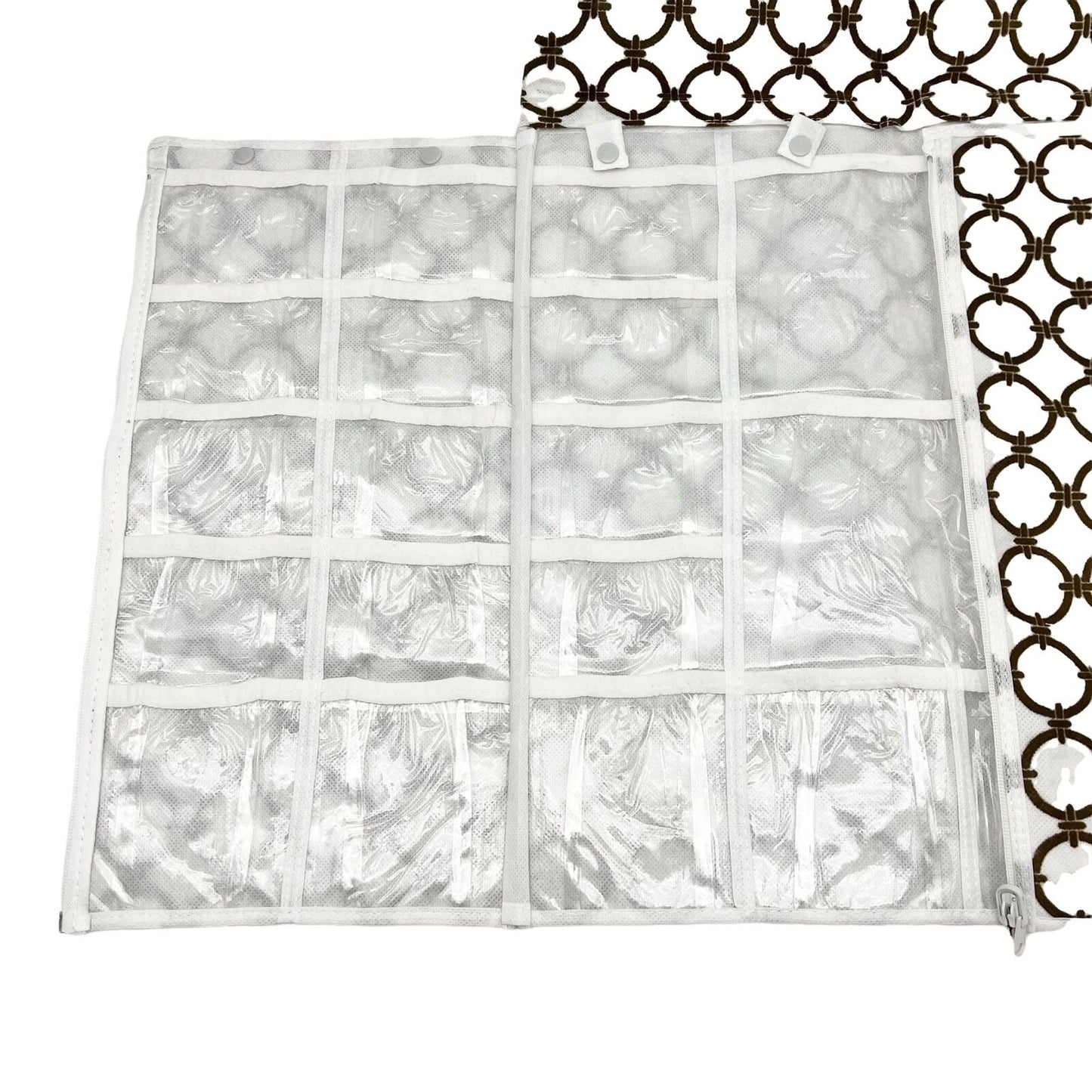Joy Mangano Hanging Organizer White Brown Design Multiple Pockets New