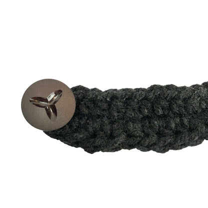 Set of 2 Homemade Face Mask Ear Savers black brown yarn buttons comfort