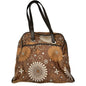 Thirty-One Shoulder Bag Brown Mandala Leather Straps Zip Closure