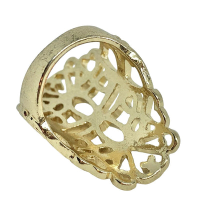 Goldtone Filigree With Crystal Ring Womens Size 6
