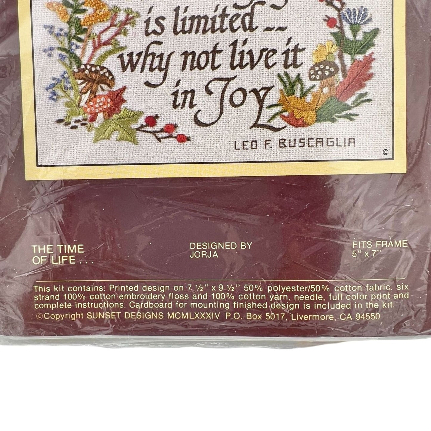 Vintage 1984 Sunset Stitchery The Time of Life #746 Needlepoint Kit 5x7 in