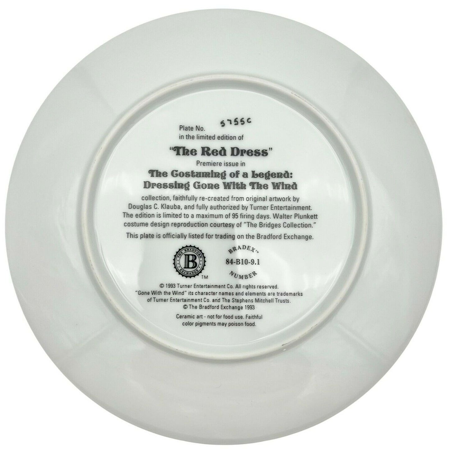 Bradford Exchange The Red Dress Gone With The Wind 1993 Collectors Plate