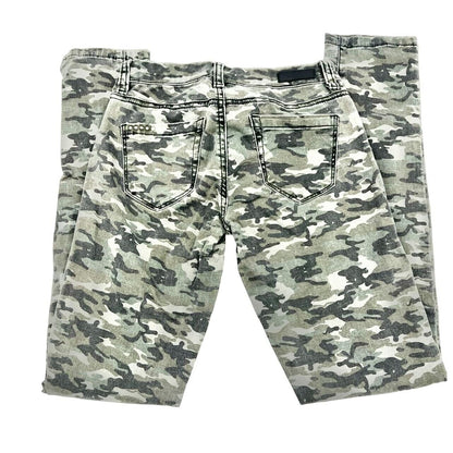 BlankNYC Pants Women's 24 in Olive Camo 5 Pocket Skinny Leg Low Rise Inseam 29"